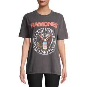 Ramones T-Shirt Graphic Print 100% Cotton Crew Neck Short Sleeve Tee Top Gray XS